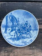 Delfts Blauw Wandbord - Winter en Zomer Scènes, Ophalen of Verzenden