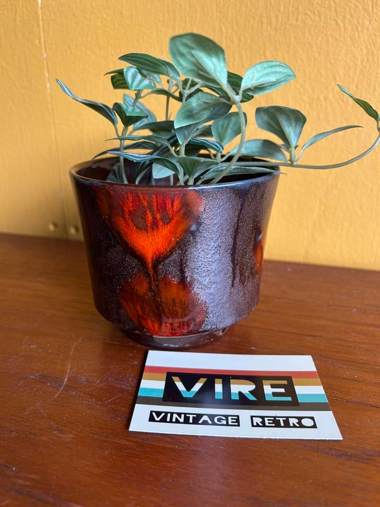 Vintage jaren 70 bruin oranje bloempot, Tuin en Terras, Bloempotten, ?, Zo goed als nieuw, ?, ?