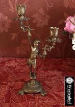 2 Arms brocante kandelaar barok koper met cupido