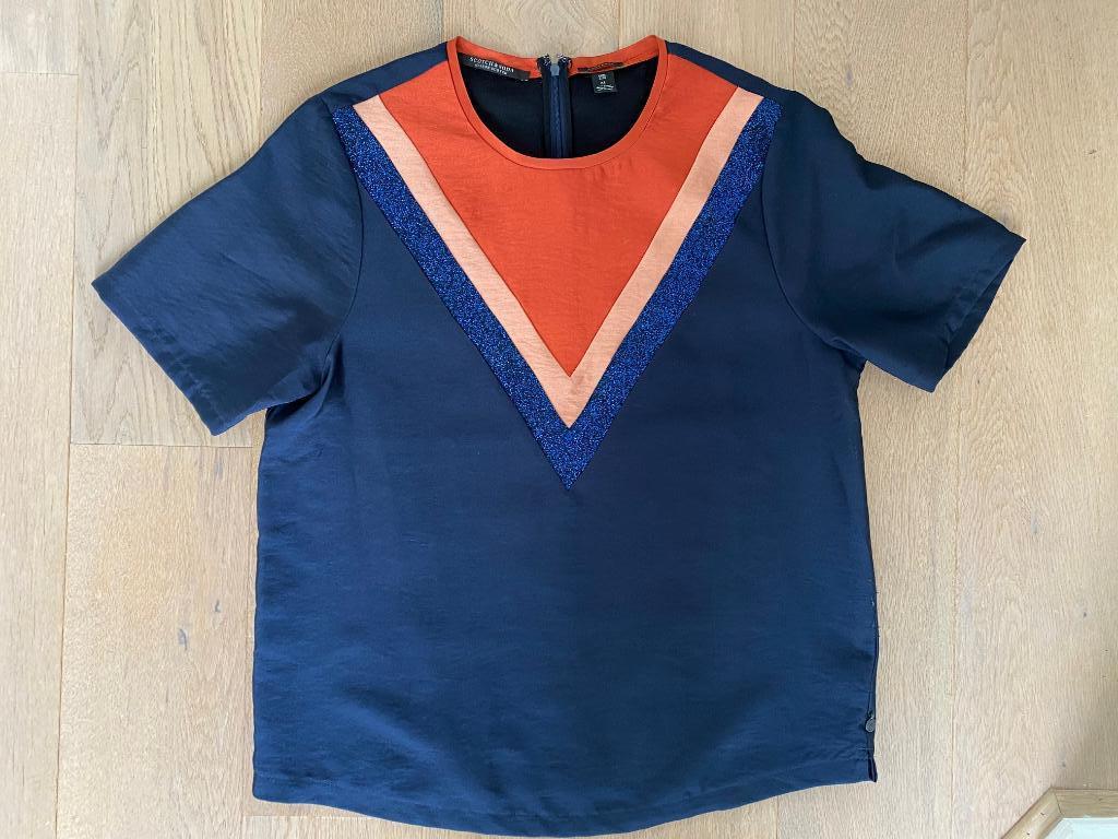 Scotch & Soda Top | donkerblauw koraal | Mt L-XL, Blauw, Maat 42/44 (L), Scotch & Soda, Ophalen of Verzenden