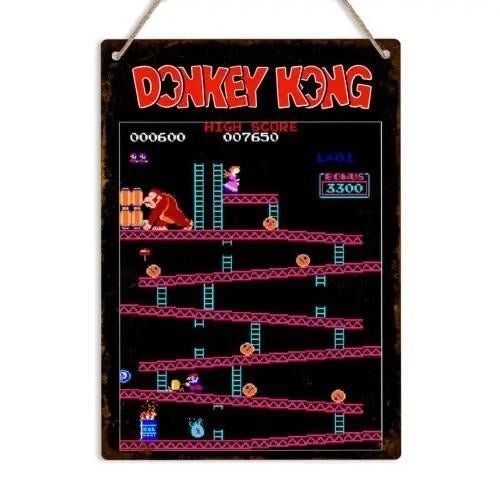 Vintage metalen bordje Donkey Kong (30x20cm), Ophalen of Verzenden, Nieuw