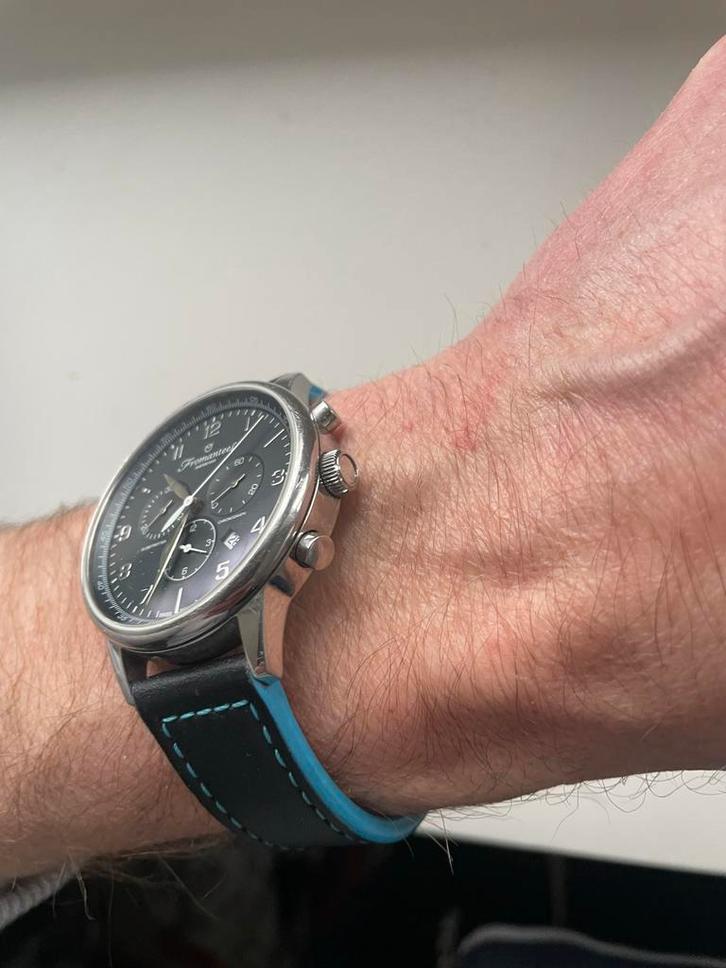 Fromanteel Herenhorloge Globetrotter, Sieraden, Tassen en Uiterlijk, Horloges | Heren, Gebruikt, Polshorloge, Overige merken, Staal