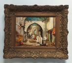 Huber oosters straatje oud antiek schilderij, Ophalen of Verzenden