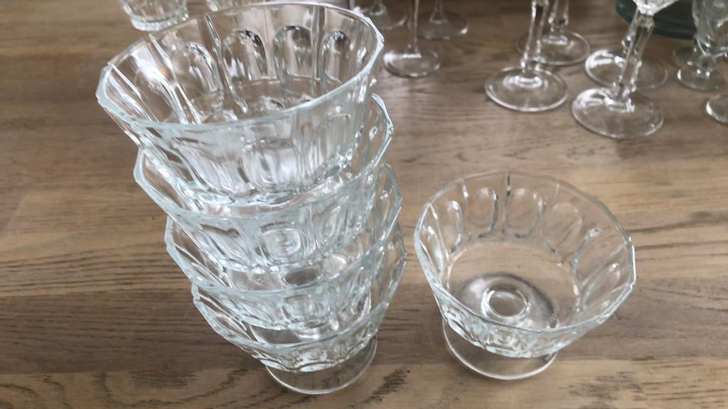 5 dessertschaaltjes op poot, Antiek en Kunst, Ophalen of Verzenden