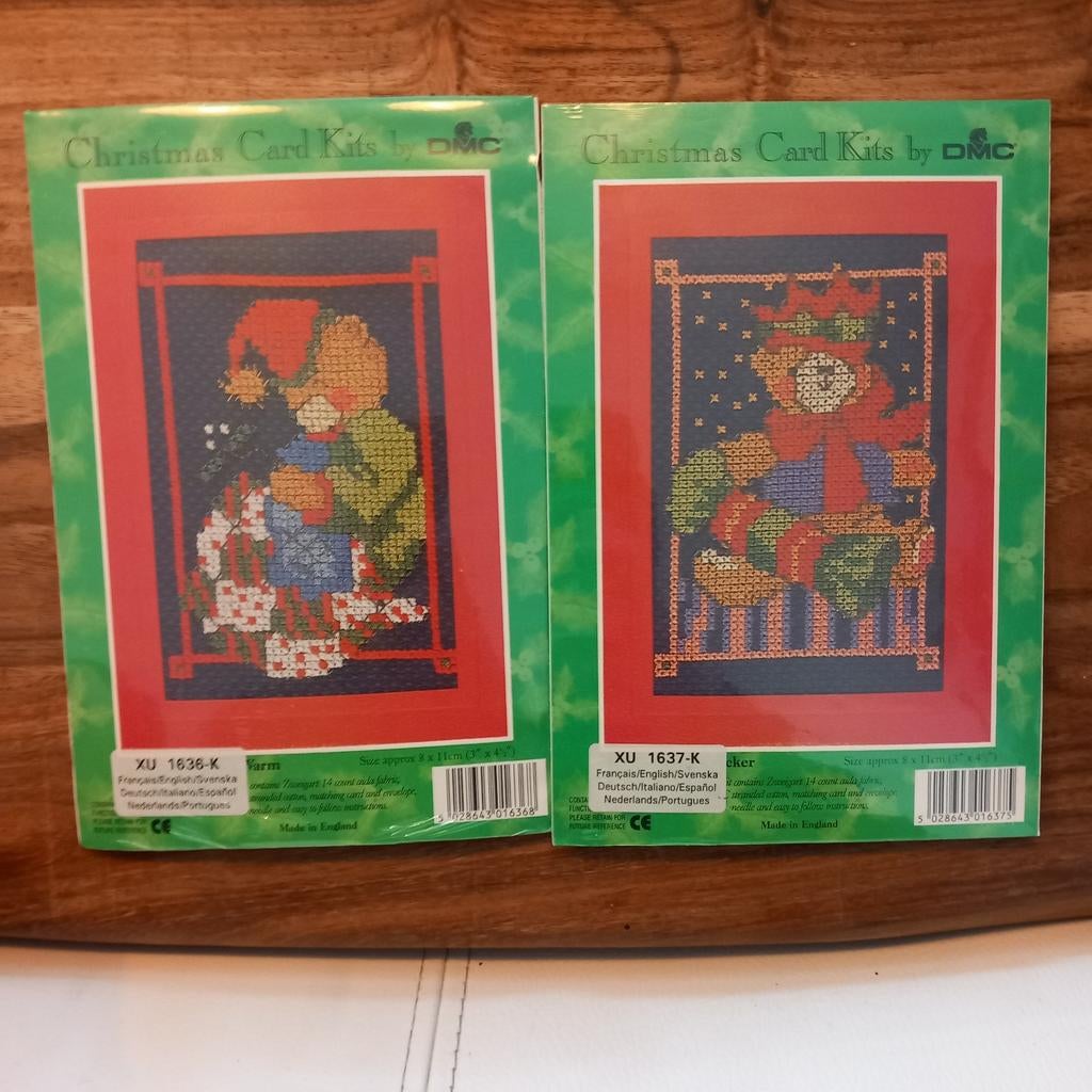 DMC Kerstkaart Borduurpakketten - 2 stuks, Textiel, Nieuw, Meerkleurig, Ophalen of Verzenden