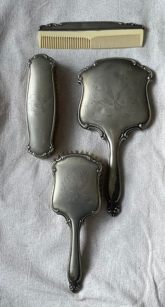 Vintage kaptafel set, met vogelmotief., Ophalen of Verzenden