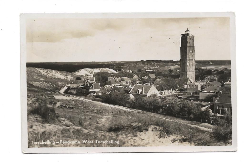 BF424-Terschelling,Panorama ,Brandaris ,Vuurtoren, Verzamelen, Verzenden, 1940 tot 1960, Gelopen, Waddeneilanden