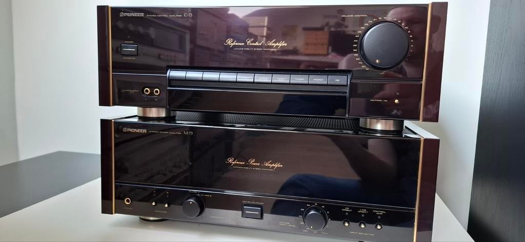Pioneer M-73 eindversterker + C-73 voorversterker * urushi, Gebruikt, Ophalen of Verzenden, 60 tot 120 watt, Pioneer