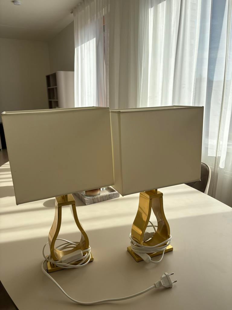 IKEA KLABB Nachtlampen - Ivoorwit & Goud/Vernikkeld, Huis en Inrichting, Lampen | Tafellampen, Ophalen of Verzenden, Gebruikt