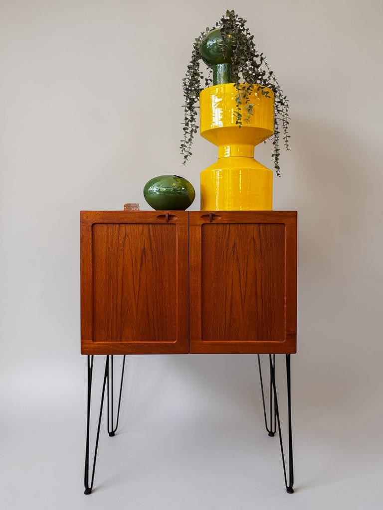 Vintage Deens design wandmeubel, Ophalen, Teakhout, Zo goed als nieuw, Minder dan 150 cm