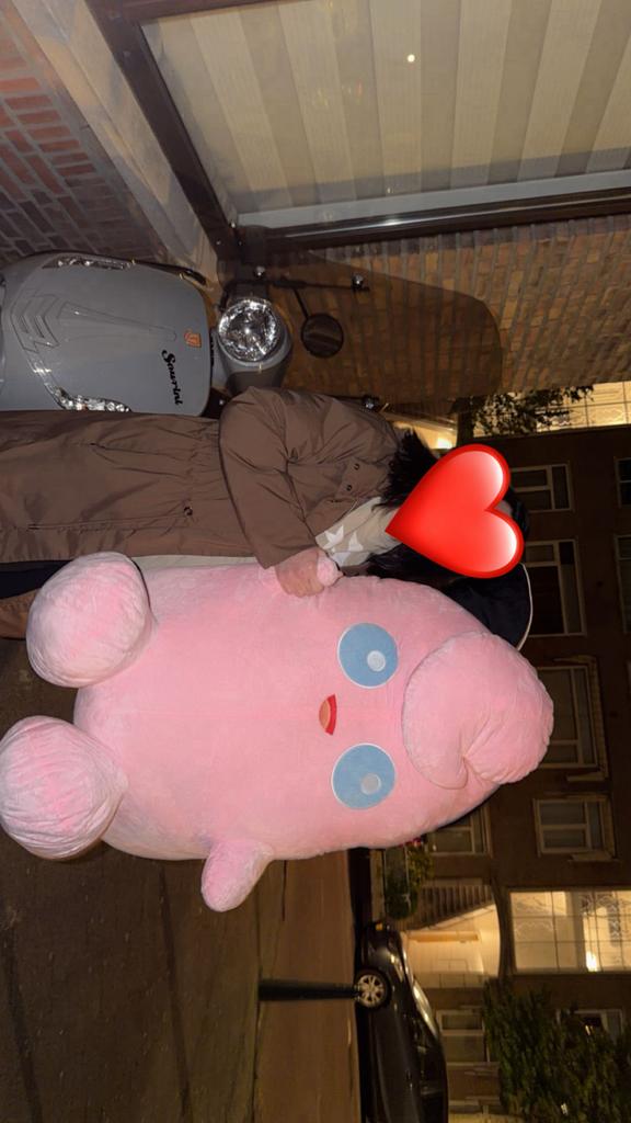 Grote roze cartoon knuffel - Zacht en minimalistisch, Overige typen, Nieuw, Ophalen of Verzenden, Roze