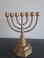 Messing menora met grote voet, Ophalen of Verzenden, Koper of Brons