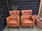 Chesterfield 🇬🇧 set ,leder clubjes,mancave,klassiek, Ophalen, Gebruikt, Industrieel,Engels,mancave,retro, Leer