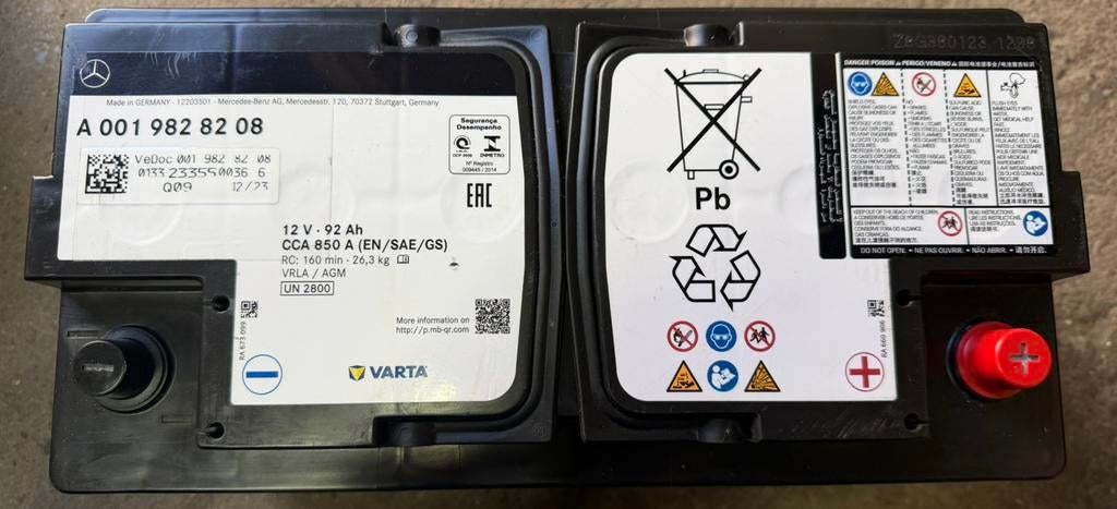 Sterke Mercedes Benz 92 Ah 850A AGM Accu VARTA, Ophalen of Verzenden, Gebruikt, Overige automerken