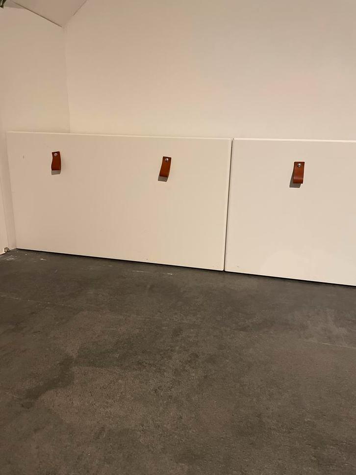 Witte opbergkisten met leren handgrepen, Huis en Inrichting, Kasten | Overige, Gebruikt, Ophalen