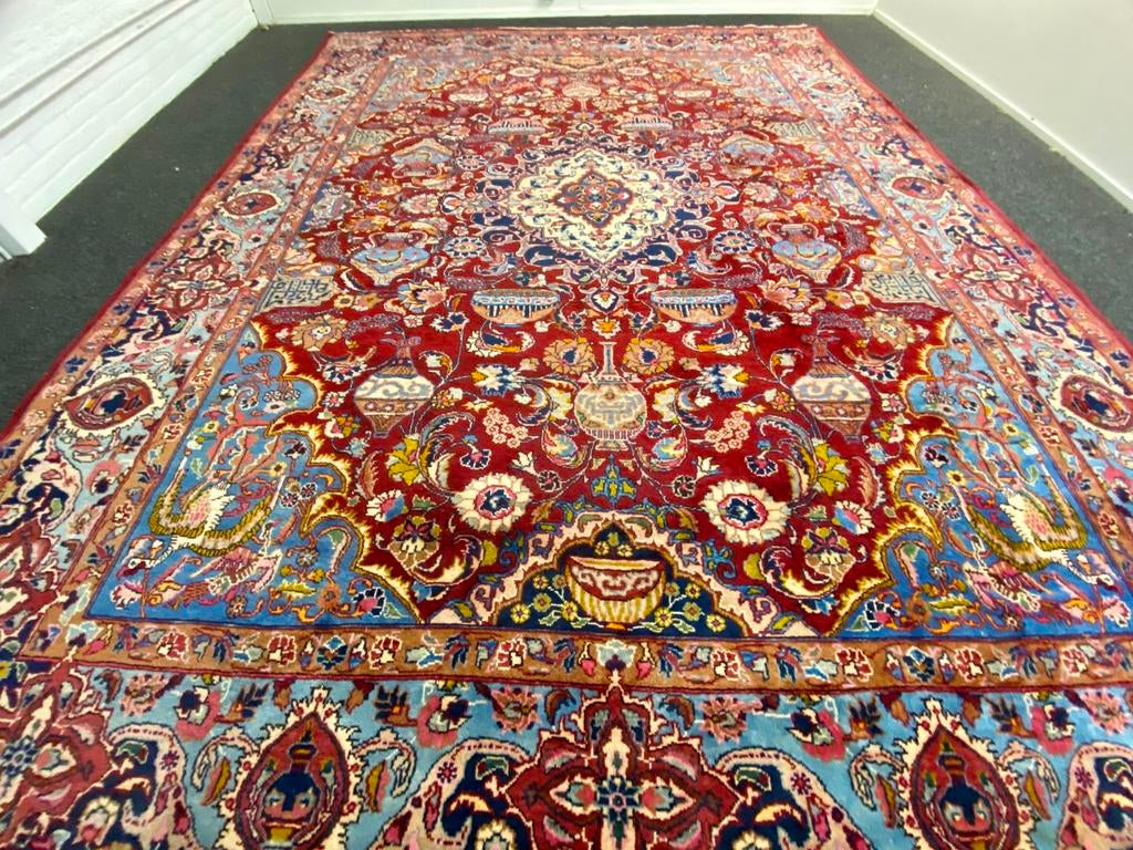 origineel handgeknoopt perzisch kashmar tapijt, Gebruikt, ., 200 cm of meer, Ophalen of Verzenden