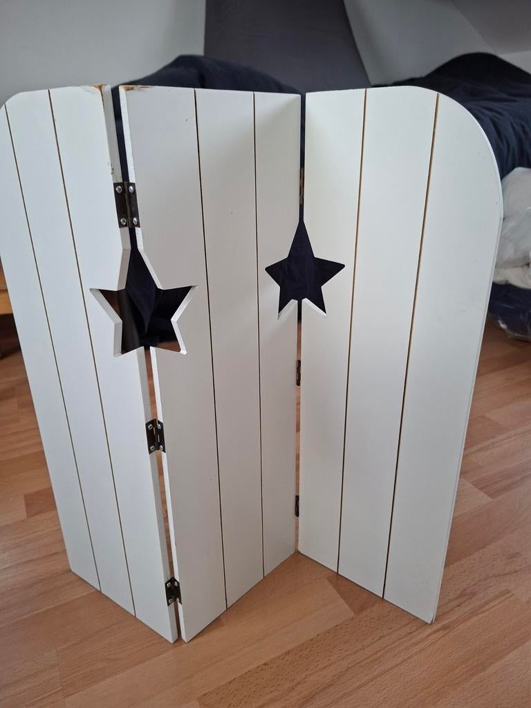 Decoratief raamscherm wit met sterren - 3 delen, Huis en Inrichting, Woonaccessoires | Kamerschermen, Ophalen