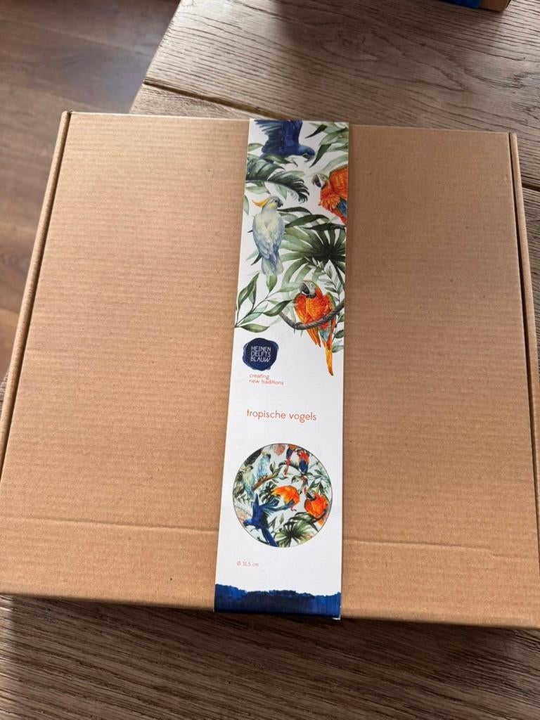heinen Delfts Blauw bord tropische vogels, Ophalen of Verzenden, Nieuw