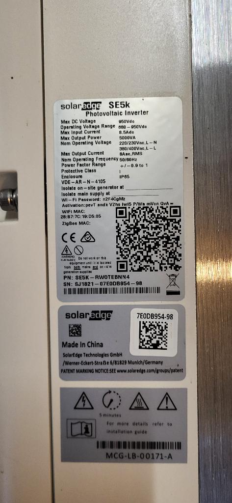 Solar Edge 5kW 3 fasen omvormer, Ophalen, Zo goed als nieuw, Overige typen, 200 wattpiek of meer