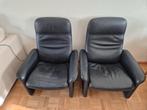 Twee donkerblauwe lederen De Sede stoelen, Ophalen, Gebruikt, 75 tot 100 cm, Modern, Design