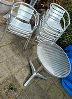 6 Bistro tuin stoeltjes roestvrijst met arm leuning en tafel, Ophalen, Gebruikt, Aluminium, Stapelbaar