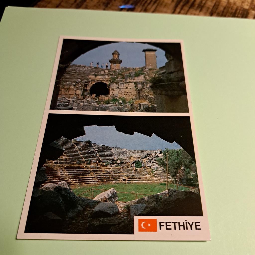 Fethiye Turkije Ansichtkaart - Amfitheaters en Letoon, Ophalen of Verzenden, 1980 tot heden, Ongelopen, Buiten Europa