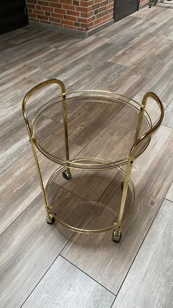 Prachtige vintage retro messing serveerwagen drankentrolley, Ophalen, Minder dan 55 cm, 60 cm of meer, Rechthoekig