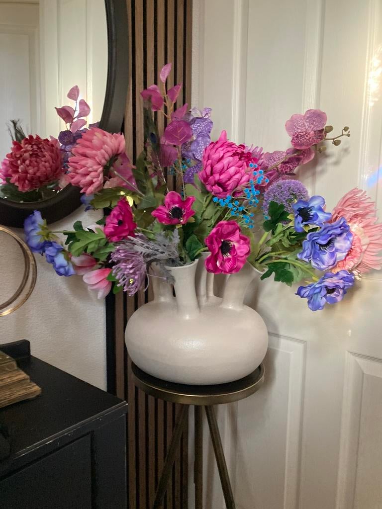 Echt een Eyecatcher Zijden bloemen in Toetervaas Set, Ophalen of Verzenden, Meerkleurig, Bloemstuk, Nieuw