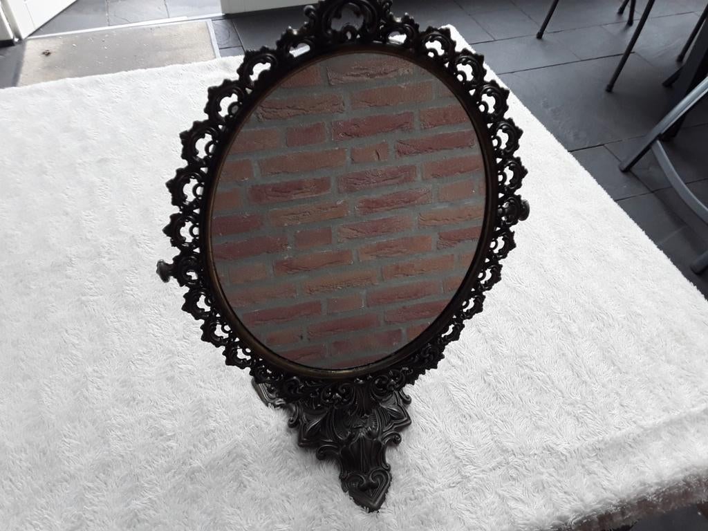 Antieke  vintage kapspiegel, Ophalen, Ovaal, Minder dan 50 cm