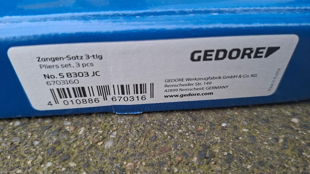 Gedore Tangenset Kniptang Waterpomptang combinatietang NIEUW, ., Nieuw, Ophalen of Verzenden, .