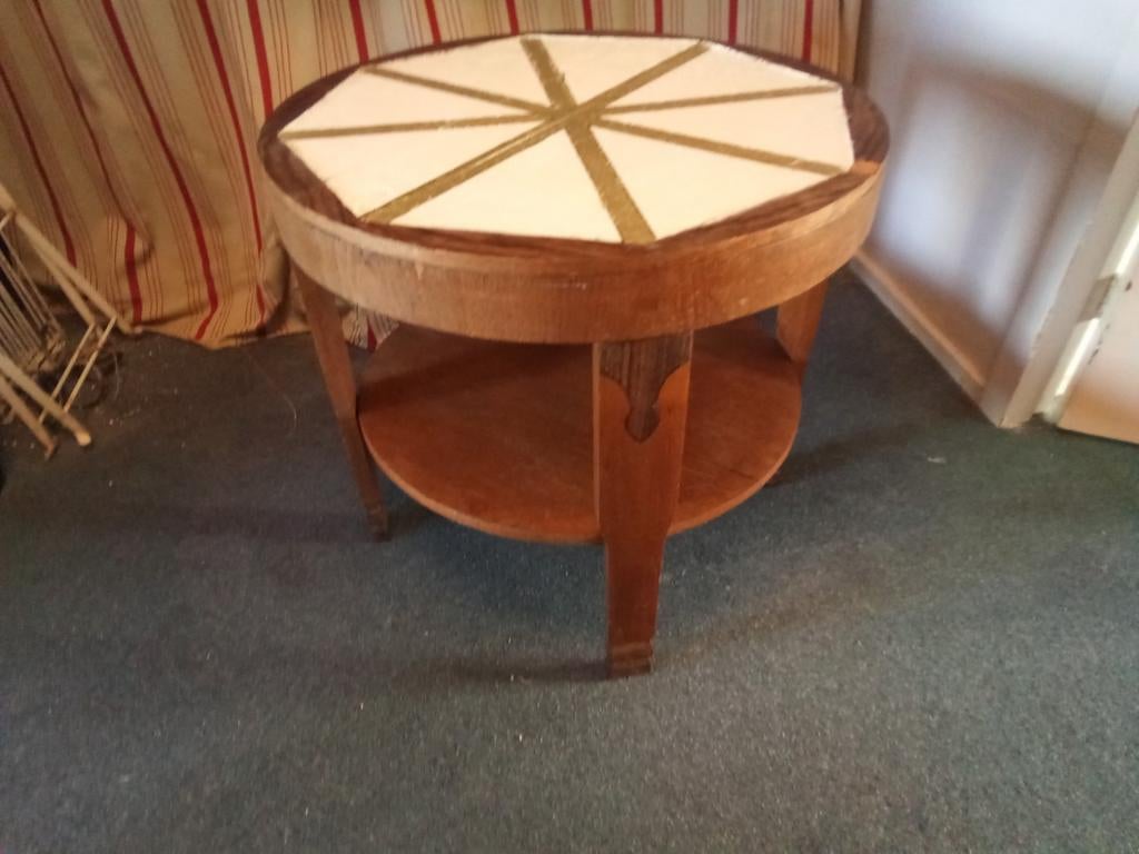 Unieke brocante tafel 65h 70br, Antiek en Kunst, Curiosa en Brocante, Ophalen of Verzenden