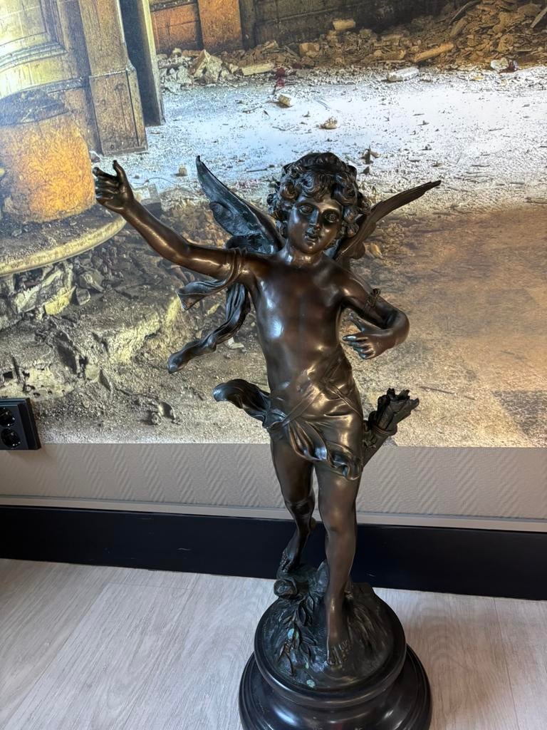 Cupido Groot bronzenbeeld werk van Auguste Moreau 1834-1917, Antiek en Kunst, Ophalen
