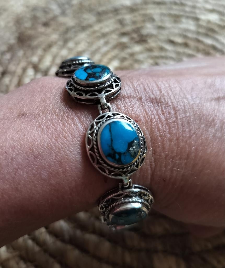Prachtige turkoois armband, Verzenden, Zo goed als nieuw, Zilver