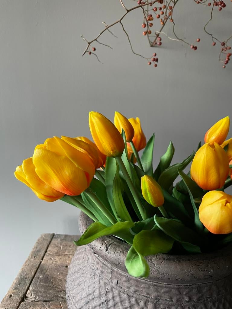 Kunst tulpen (2 bosjes), Nieuw, Oranje, Overige materialen, Kunstbloem