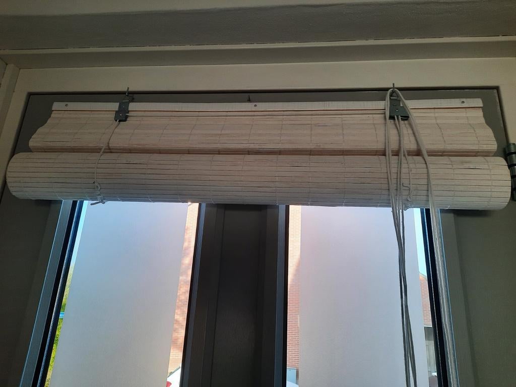 Zo goed als nieuw wit bamboe rolgordijn 75x180cm, Wit, Zo goed als nieuw, 150 tot 200 cm, 50 tot 100 cm