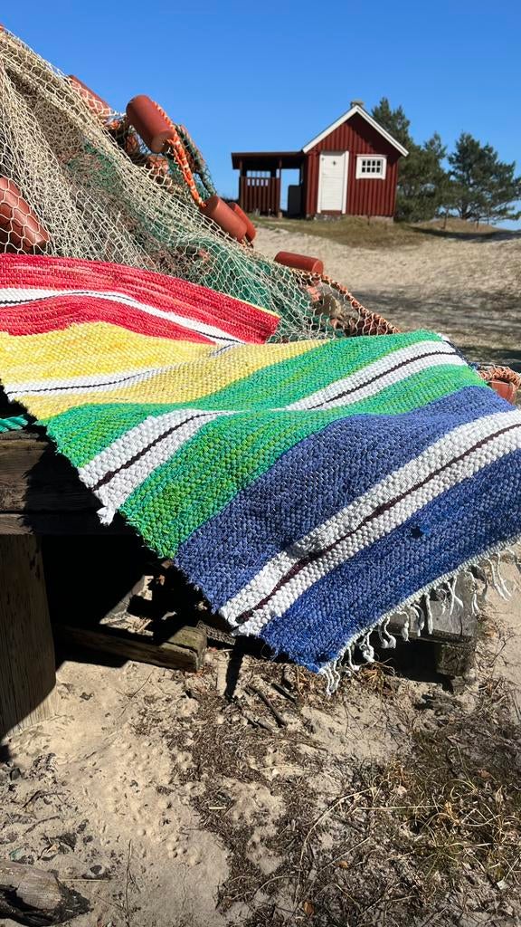Zweeds vintage voddenkleed, Huis en Inrichting, Stoffering | Tapijten en Kleden, Overige kleuren, Gebruikt, Scandinavisch, 150 tot 200 cm
