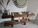 Sidetable met houten planken en metalen frame, Ophalen of Verzenden, Zo goed als nieuw, Metaal, 25 tot 50 cm