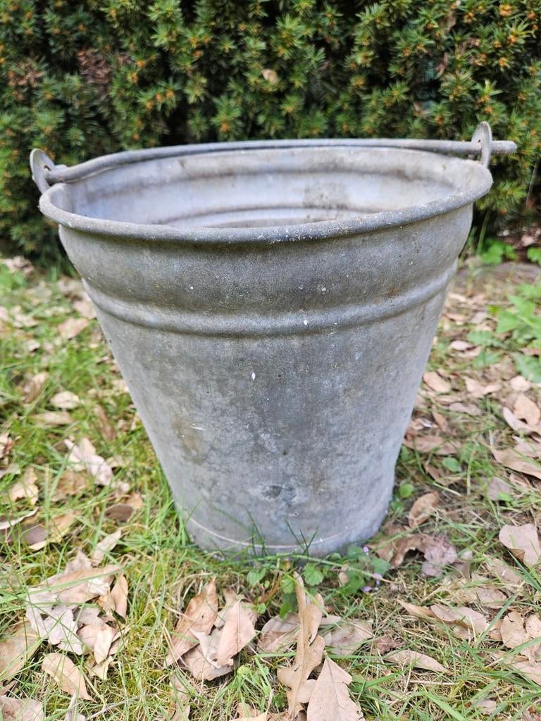 Zinken emmer, Tuin en Terras, Bloembakken en Plantenbakken, Ophalen, Gebruikt, Minder dan 30 cm, Rond