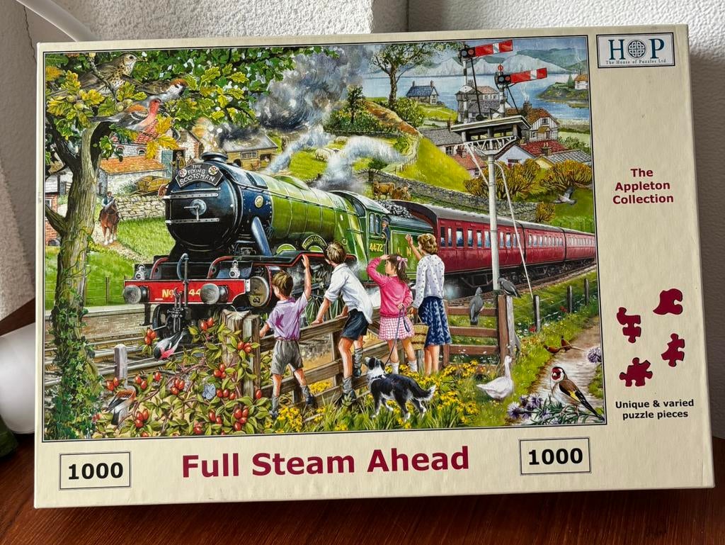 HOP legpuzzel Full steam ahead 1000 stukjes, Hobby en Vrije tijd, Denksport en Puzzels, Ophalen of Verzenden, 500 t/m 1500 stukjes