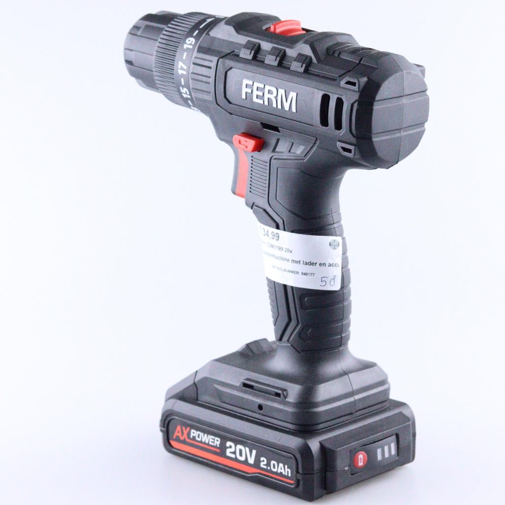 Ferm CDM1199 20v Accuboormachine met lader en accu, Ferm, Zo goed als nieuw, Support@ferm.com, Ferm B.V., Merwehaven 23, 
2984 AG Ridderkerk
Netherlands