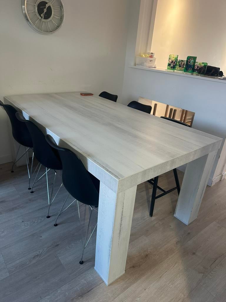 Eettafel met gratis 5 stoelen, Huis en Inrichting, Ophalen, 100 tot 150 cm, Zo goed als nieuw, Vijf personen of meer