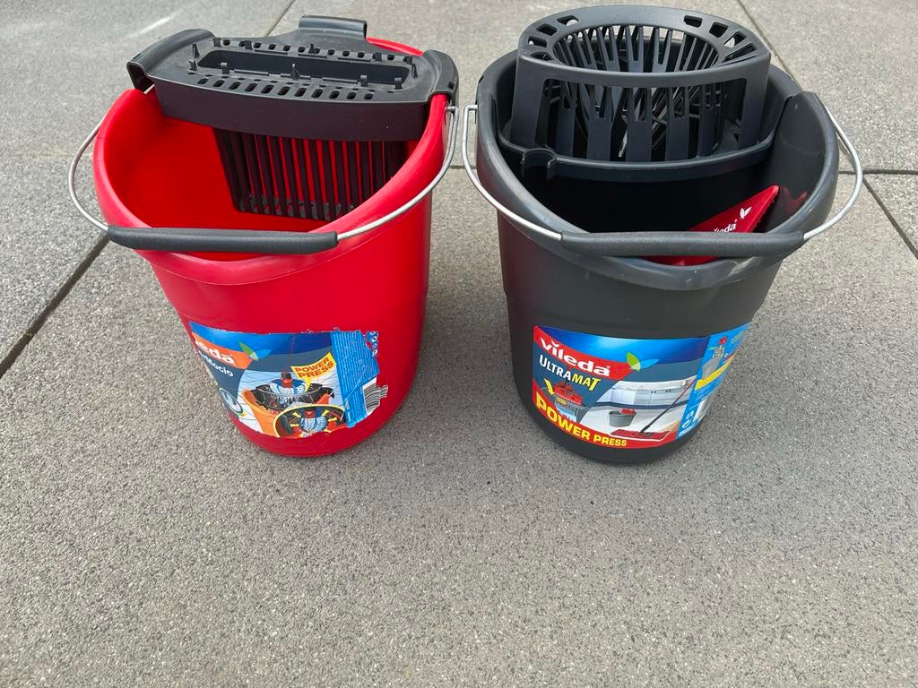 Vileda emmers - set van 2, Huis en Inrichting, Emmers, Zo goed als nieuw, Kunststof, Met handgreep, Ophalen