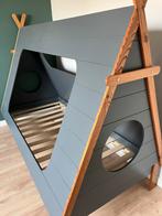 Bed: Tipi tent 90x200 - Grijs met hout, Ophalen, 85 tot 100 cm, Gebruikt, Lattenbodem