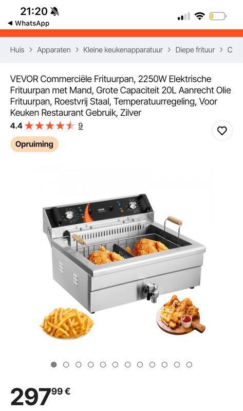 Vevor Commerciële Frituurpan 20L, 4 liter of meer, Ophalen, Nieuw, Duo-friteuse