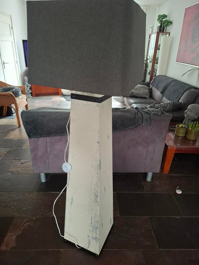 Stijlvolle vloerlamp met stoffen kap, Huis en Inrichting, Lampen | Vloerlampen, Ophalen, Gebruikt, 100 tot 150 cm, Stof