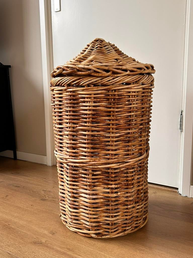 Mooie rieten mand , vintage, Ophalen of Verzenden, Zo goed als nieuw, Rond, Riet