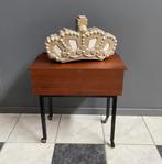 60 jaren TEAK naaikist zwarte poot op wielen + inhoud, Ophalen, Gebruikt, Overige typen