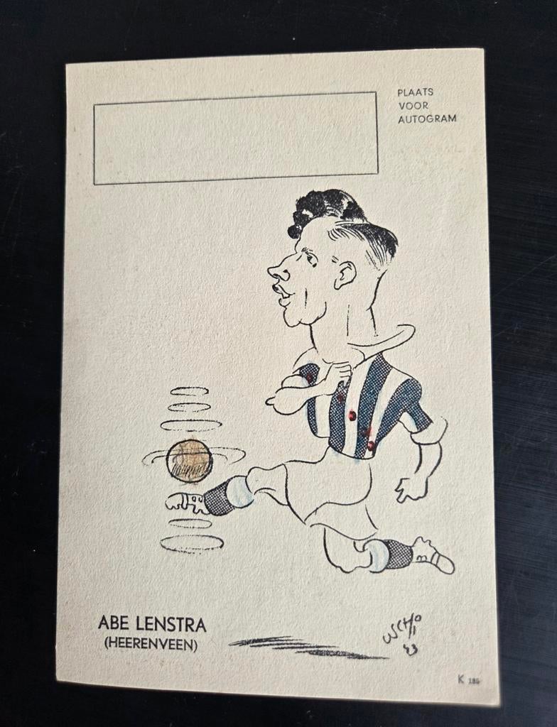Oud voetbal reclame verzamel kaart USCHI ABE LENSTRA 1943, Ophalen of Verzenden, Zo goed als nieuw, Buitenlandse clubs, Poster, Plaatje of Sticker