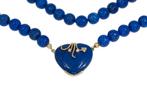 Lapis Lazuli edelsteen ketting hart diamant slot hanger dame, Voordeelsieraden, Verzenden, Zo goed als nieuw, Info@voordeelsieraden.nl