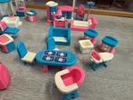Grote set poppenhuis meubels - roze en blauw, Ophalen, Gebruikt, Meisje